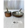 Image 1 : Small Vintage Copper Sauce Pan and Frying Pan.Brass Handles, Great Kitchen Décor!