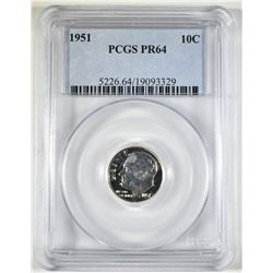 1951 ROOSEVELT DIME PCGS PR-64