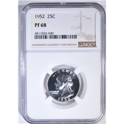 1952 WASHINGTON QUARTER NGC PF-68