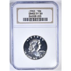 1963 FRANKLIN HALF DOLLAR NGC PF-68 CAMEO