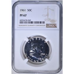 1961 FRANKLIN HALF DOLLAR, NGC PF-67