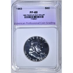 1963 FRANKLIN HALF DOLLAR, APCG SUPERB GEM+ PROOF