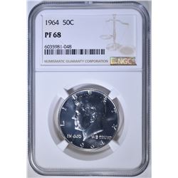 1964 KENNEDY HALF DOLLAR, NGC PF-68