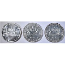 3-CH BU 1965 CANADIAN SILVER DOLLARS