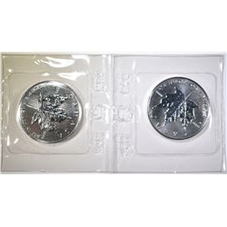 2-1989 CANADIAN 1oz SILVER MAPLE LEAF COINS