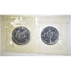 2-1998 1-oz SILVER CANADIAN MAPLE LEAF COINS