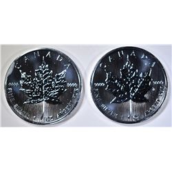 2- 2006 BU CANADIAN 1oz SILVER MAPLE LEAF COINS