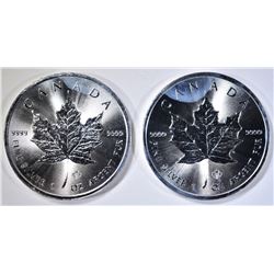 2-2014 ONE OUNCE SILVER CANADA MAPLE LEAF COINS