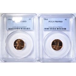 PCGS GRADED CENTS; 1961 PR-68 RD & 1964 PR-69 RD