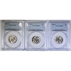 PCGS JEFFERSON NICKELS; 1943 & 44-S MS-66 AND