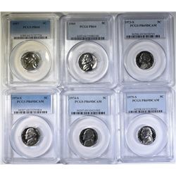 6- PCGS GRADED PROOF JEFFERSON NICKELS