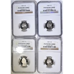 1983-S, 84-S, 85-S, & 87-S JEFFERSON NICKELS, NGC