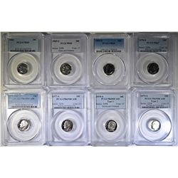 8- PCGS GRADED ROOSEVELT DIMES; 1960 PR-65,