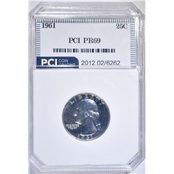 1961 WASH. QUARTER, PCI SUPERB GEM+ PROOF