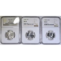 NGC GRADED WASHINGTON QUARTERS; 1954-S MS-65,