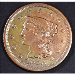1853 LARGE CENT NICE AU