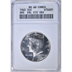 1965 SMS KENNEDY HALF, ANACS MS-66 CAMEO