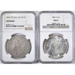 NGC GRADED MORGANS; 1878 7TF REV OF 79 GENUINE