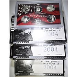 3-2004, 2008 PROOF SILVER QUARTERS
