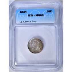 1834 BUST DIME ICG MS-63