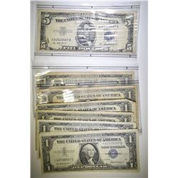 1953 $5 SILVER CERTI & 7 $1 SILVER CERT STAR NOTES