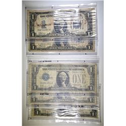 3 1928 & 2 1934 $1 SILVER CERTIFICATES