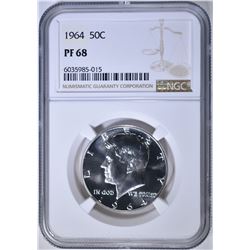 1964 KENNEDY HALF DOLLAR, NGC PF-68