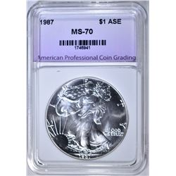 1987 AMERICAN SILVER EAGLE, APCG PERFECT GEM BU