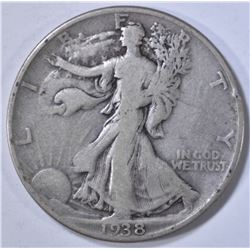 1938-D WALKING LIBERTY HALF, FINE