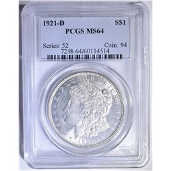 1921-D MORGAN DOLLAR PCGS MS-64