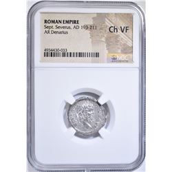 AD 193-211 SEPT. SEVERUS AR DENARIUS NGC CH VF