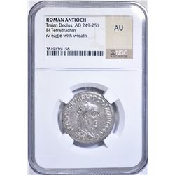 AD 249-251 TRAJAN DECIUS BI TETRADRACHM NGC AU
