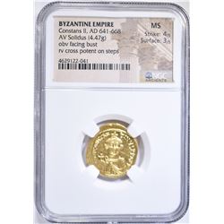 AD 641-668 CONSTANS II AV SOLIDUS NGC MS 4/3