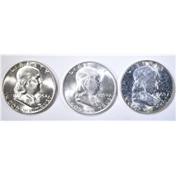 1950-D, 53, 54 FRANKLIN HALVES CH/GEM BU
