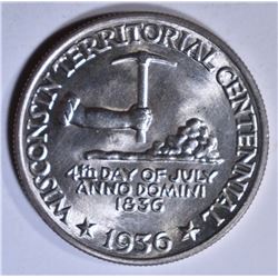 1936 WISCONSIN COMMEM HALF DOLLAR GEM BU