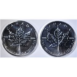 2001 & 2002 BU CANADIAN SILVER MAPLE LEAF COINS