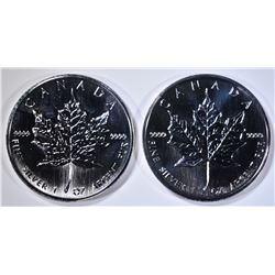 1993 & 95 BU CANADIAN SILVER MAPLE LEAF COINS