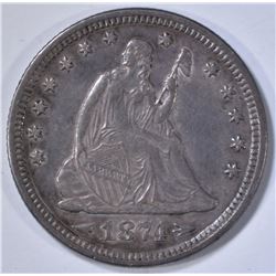 1874 ARROWS SEATED LIBERTY QUARTER CH AU
