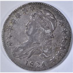 1824 BUST HALF DOLLAR, XF/ AU OVERDATE