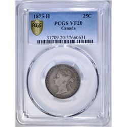 1875-H CANADA QUARTER, PCGS VF-20