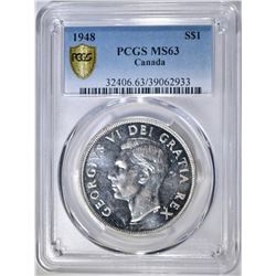 1948 CANADA DOLLAR PCGS MS-63