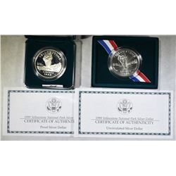 2-1999 YELLOWSTONE NATIONAL SILVER DOLLARS