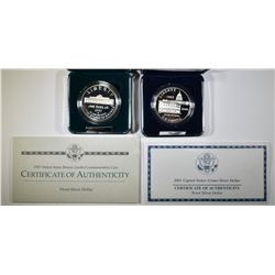2-PROOF COMMEM SILVER DOLLARS: