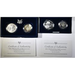 2-WORLD WAR II 50TH ANNIV. 2-COIN SETS