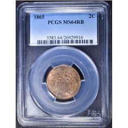1865 2 CENT PIECE, PCGS MS-64 RB