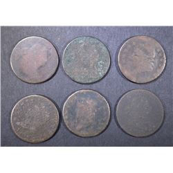 6-LOW GRADE U.S. LARGE CENTS