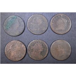 6-LOW GRADE U.S. LARGE CENTS