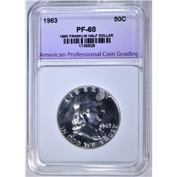 1963 FRANKLIN HALF DOLLAR, APCG SUPERB GEM+ PROOF