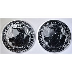 2- 2020 1oz SILVER BRITISH BRITANNIA COINS