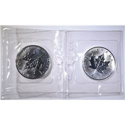 2-1989 CANADIAN 1oz SILVER MAPLE LEAF COINS